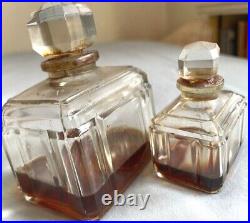 Vtg 2 Rare Caron Bellodgia Perfume Baccarat Crystal Bottles Bottom Etched Reducd