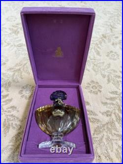 Vtg 50s Shalimar Guerlain Paris 2.5 Oz. Perfume Baccarat Crystal Set Purple Box