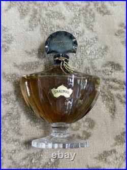 Vtg 50s Shalimar Guerlain Paris 2.5 Oz. Perfume Baccarat Crystal Set Purple Box