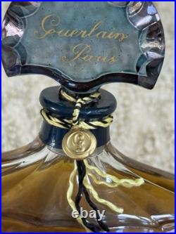 Vtg 50s Shalimar Guerlain Paris 2.5 Oz. Perfume Baccarat Crystal Set Purple Box