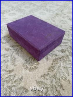 Vtg 50s Shalimar Guerlain Paris 2.5 Oz. Perfume Baccarat Crystal Set Purple Box