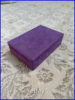 Vtg 50s Shalimar Guerlain Paris 2.5 Oz. Perfume Baccarat Crystal Set Purple Box