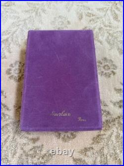 Vtg 50s Shalimar Guerlain Paris 2.5 Oz. Perfume Baccarat Crystal Set Purple Box
