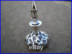 Vtg ALVIN Silver Sterling Silver Overlay Perfume Bottle Clearly signed Xlnt