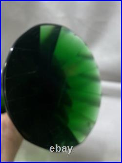 Vtg Art Deco Czeck Glass Green 11.25 Hoffman Perfume Bottle Nudes Panels Rare