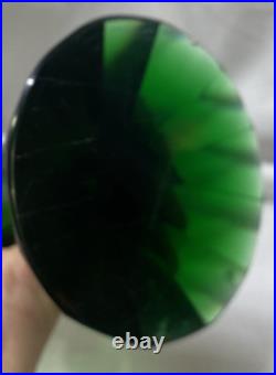 Vtg Art Deco Czeck Glass Green 11.25 Hoffman Perfume Bottle Nudes Panels Rare