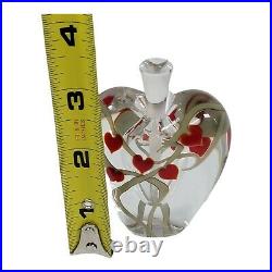 Vtg Art Glass Zellique Studio Perfume Bottle Signed Heart Vine 1996 Valentine