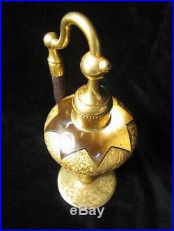 Vtg Beautiful Rare Antique Devilbiss Gold Etched Glass Atomizer Perfume Bottle