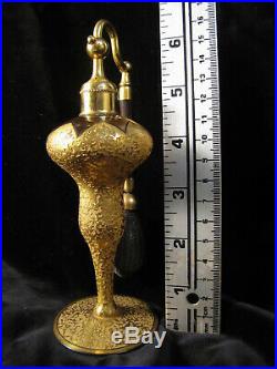 Vtg Beautiful Rare Antique Devilbiss Gold Etched Glass Atomizer Perfume Bottle