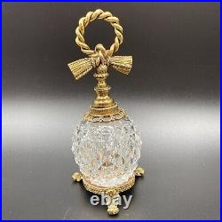 Vtg Crystal Matson Stylebuilt Gold Ormalou Perfume Bottle Jar Vanity Bow Set 3