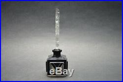 Vtg Czech Art Deco Crystal Glass Black Enamel perfume bottle Stopper with Nude