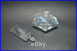 Vtg Czech Art Deco Crystal Glass Perfume Bottle with Nude Intaglio Dauber Marked