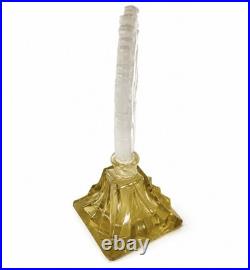 Vtg Czech Art Deco Perfume Bottle Frosted Glass Floral Stopper 7.5x3