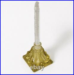Vtg Czech Art Deco Perfume Bottle Frosted Glass Floral Stopper 7.5x3