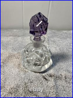 Vtg Czech Cut Crystal Perfume Bottle Purple Amethyst Glass Stopper Rare Pre-WW2 Vtg Czech Cut Crystal Perfume Bottle Purple Amethyst Glass Stopper Rare Pre-WW2