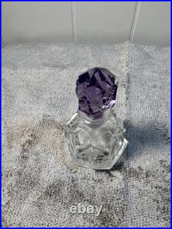 Vtg Czech Cut Crystal Perfume Bottle Purple Amethyst Glass Stopper Rare Pre-WW2 Vtg Czech Cut Crystal Perfume Bottle Purple Amethyst Glass Stopper Rare Pre-WW2
