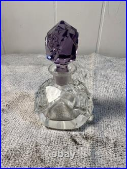 Vtg Czech Cut Crystal Perfume Bottle Purple Amethyst Glass Stopper Rare Pre-WW2 Vtg Czech Cut Crystal Perfume Bottle Purple Amethyst Glass Stopper Rare Pre-WW2