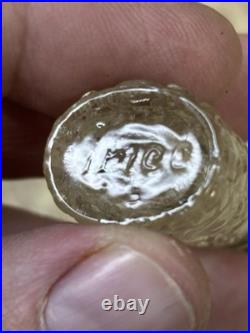 Vtg Czech Glass Irice Mini Perfume Bottle blue Heart Charm Dangle Jewel Top Cap