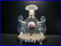 Vtg Czech Rare Clear/Frosted Sitting Nudes Perfume Bottle 5.5 witho Dauber