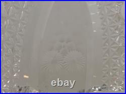 Vtg Czechoslovakia Clear Cut Glass Vanity Perfume Bottle with Etched Floral Dec
