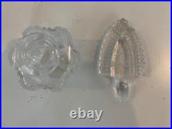 Vtg Czechoslovakia Clear Cut Glass Vanity Perfume Bottle with Etched Floral Dec