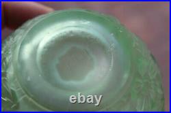 Vtg Czechoslovakia Frosted Green Uranium Glass Scent Perfume Bottle Signed Irice