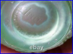 Vtg Czechoslovakia Frosted Green Uranium Glass Scent Perfume Bottle Signed Irice