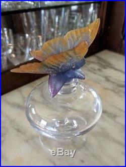 Vtg Daum ART GLASS Signed Butterfly Stopper Glass Perfume Bottle