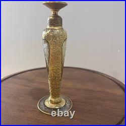 Vtg DeVilbiss Art Deco Gold Encrusted Etched Glass Perfume Bottle Dauber 6.25 Vtg DeVilbiss Art Deco Gold Encrusted Etched Glass Perfume Bottle Dauber 6.25
