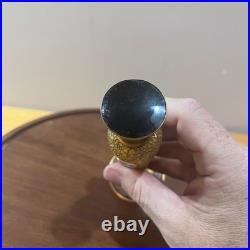 Vtg DeVilbiss Art Deco Gold Encrusted Etched Glass Perfume Bottle Dauber 6.25