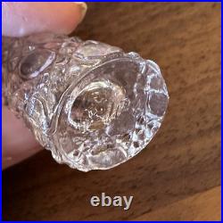 Vtg Empty Glass Perfume Bottle Czech Irice Stubby Beaded People Dangles 1920s