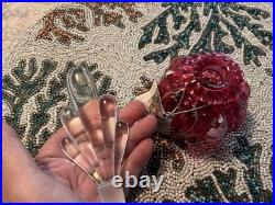 Vtg Fenton Cranberry Melon Perfume Bottle with Stopper Hand Painted/ Signed NWT