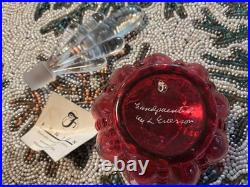 Vtg Fenton Cranberry Melon Perfume Bottle with Stopper Hand Painted/ Signed NWT