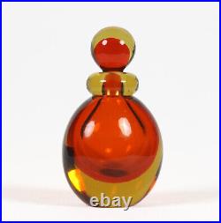 Vtg Flavio Poli orange & yellow sommerso Murano art glass perfume bottle