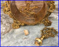 Vtg Gold Filigree French Ormolu Angel Perfume Bottle flask Stylebuilt Matson