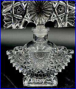Vtg HUGE Stopper Clear Crystal MCM Diamond Cut Perfume Bottle 7 1/2