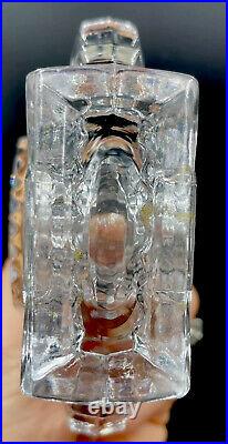 Vtg HUGE Stopper Clear Crystal MCM Diamond Cut Perfume Bottle 7 1/2