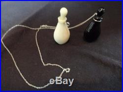 Vtg Halston Perfume Bottles Pendants Design Elsa Peretti Black White Glass Chain