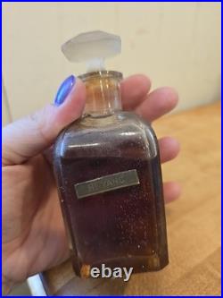 Vtg Hi Yang Full Vanity Glass Perfume Bottle In Decorative Brass With Bird MCM