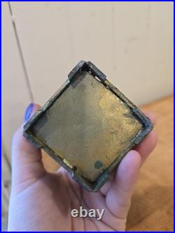 Vtg Hi Yang Full Vanity Glass Perfume Bottle In Decorative Brass With Bird MCM