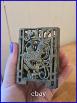 Vtg Hi Yang Full Vanity Glass Perfume Bottle In Decorative Brass With Bird MCM