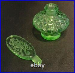 Vtg Huge Collection Perfume Bottle Czech Glass Etched Green Nude Lady 82 Box2
