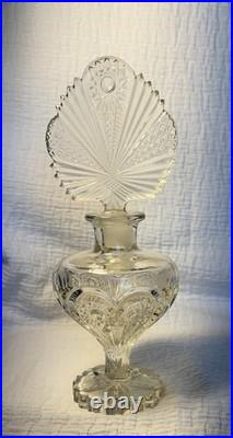 Vtg Imperial Glass Zipper Heart Perfume Bottle W Crystal Dauber 9 3/4 Colossal