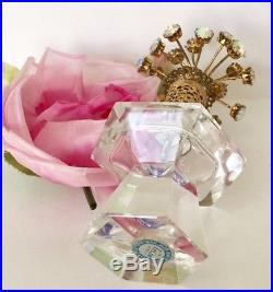 Vtg Irice Ab Rhinestones Large Topper Cut Crystal Perfume Bottle Vanity Rare