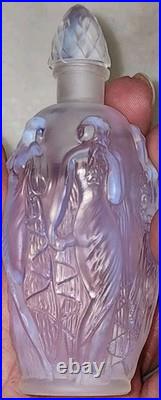 Vtg. Iridescent Perfume Bottle Signed Sabino Dancing Nymphs 4 Seasons Blue Hue