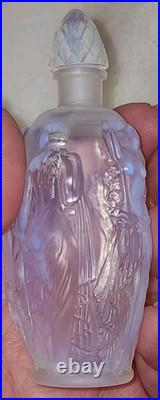 Vtg. Iridescent Perfume Bottle Signed Sabino Dancing Nymphs 4 Seasons Blue Hue