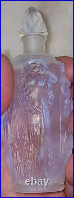 Vtg. Iridescent Perfume Bottle Signed Sabino Dancing Nymphs 4 Seasons Blue Hue