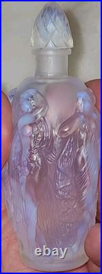 Vtg. Iridescent Perfume Bottle Signed Sabino Dancing Nymphs 4 Seasons Blue Hue
