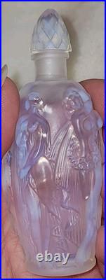 Vtg. Iridescent Perfume Bottle Signed Sabino Dancing Nymphs 4 Seasons Blue Hue