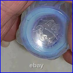 Vtg. Iridescent Perfume Bottle Signed Sabino Dancing Nymphs 4 Seasons Blue Hue